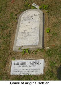 Marker for grave of Calahill Minnis